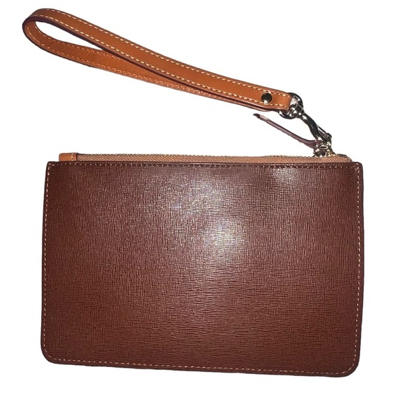 {NWOT Dooney & Bourke Saffiano Leather Zip Wristlet Wallet in Brown} - Picture 4 of 10